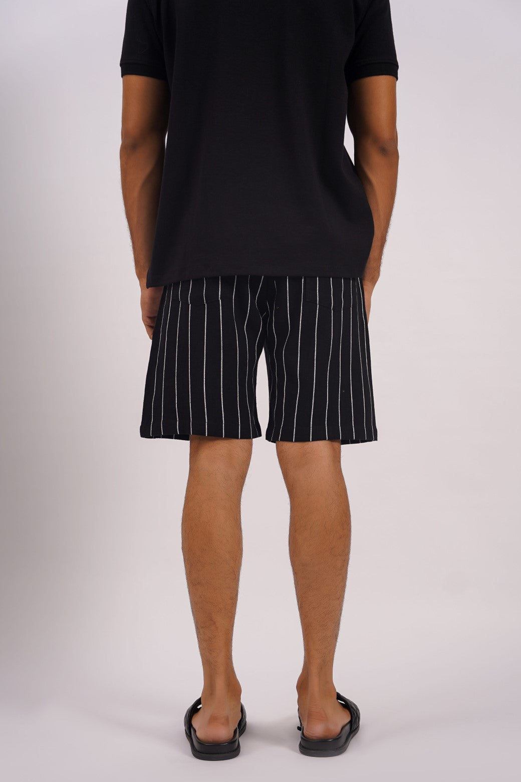 BLACK STRIPED SHORTS