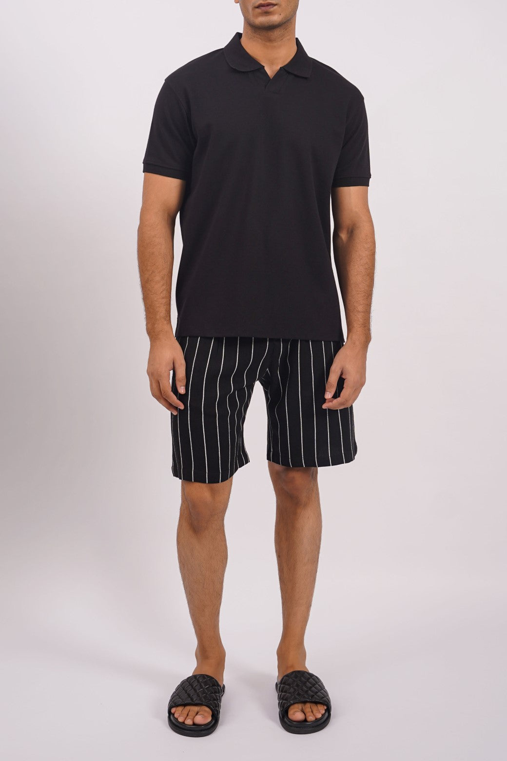 BLACK STRIPED SHORTS