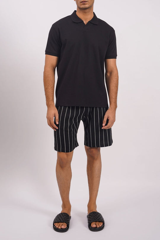 BLACK STRIPED SHORTS