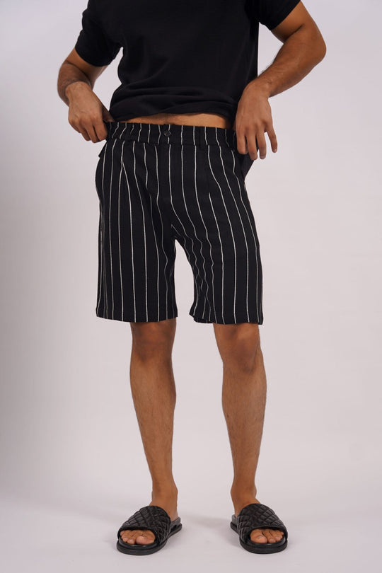 BLACK STRIPED SHORTS