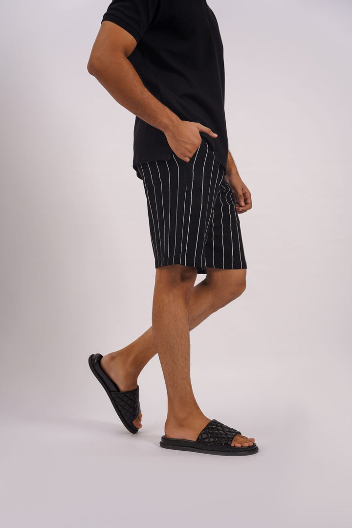 BLACK STRIPED SHORTS