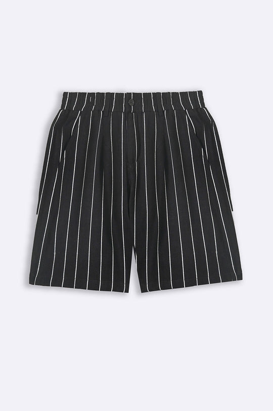 BLACK STRIPED SHORTS