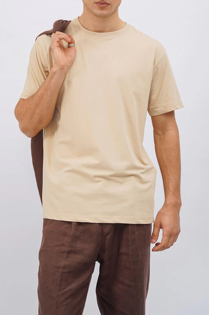 BEIGE CREW-NECK TEE