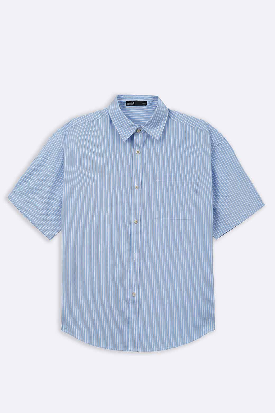 BLUE COTTON STRIPED SHIRT