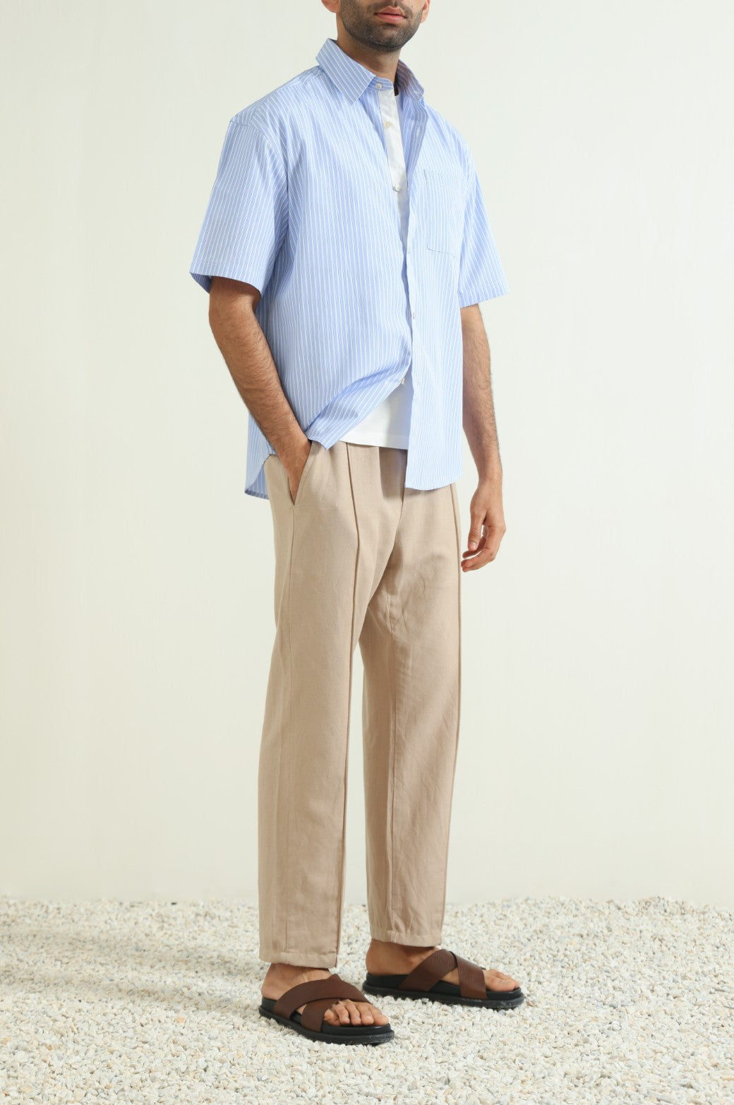 BLUE COTTON STRIPED SHIRT