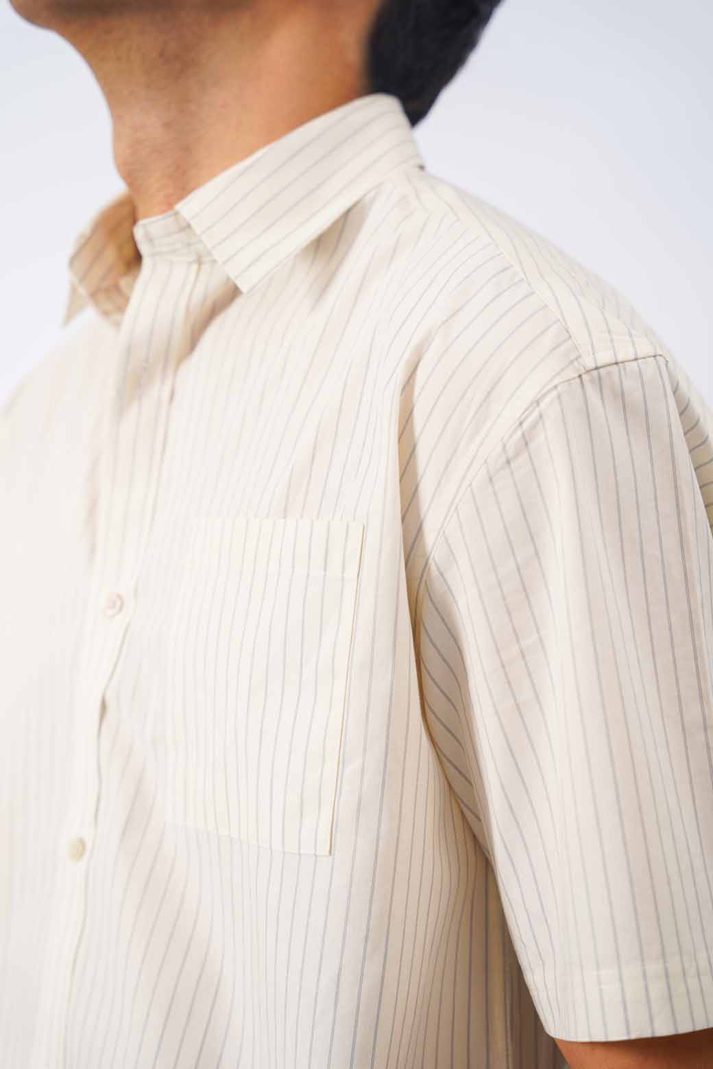 WHITE COTTON STRIPED SHIRT