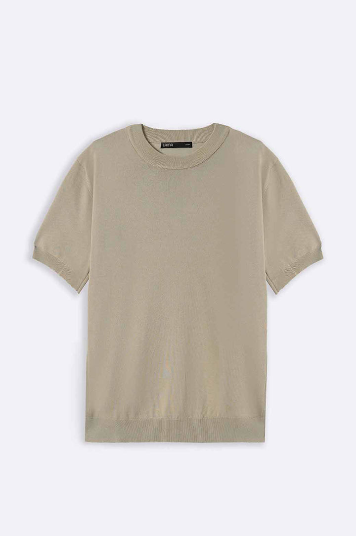 BEIGE KNIT T-SHIRT
