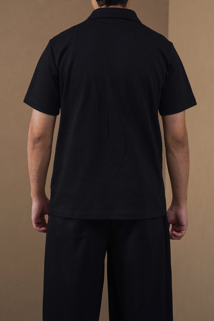 BLACK POLO SHIRT WITH ZIP