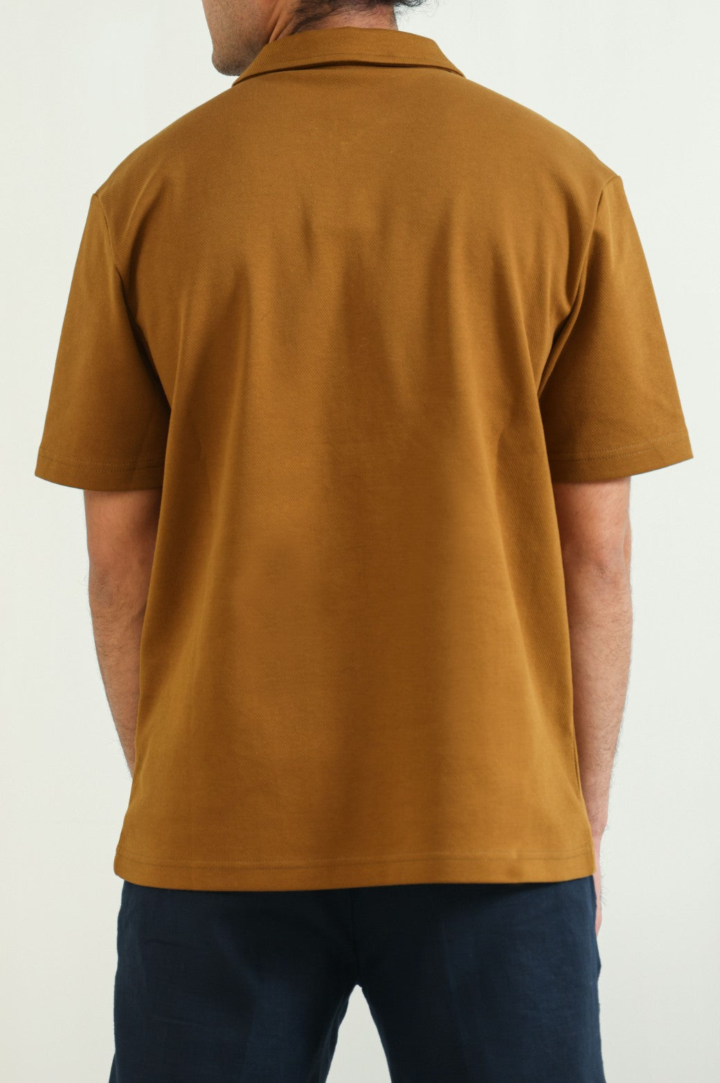 MUSTARD POLO SHIRT WITH ZIP