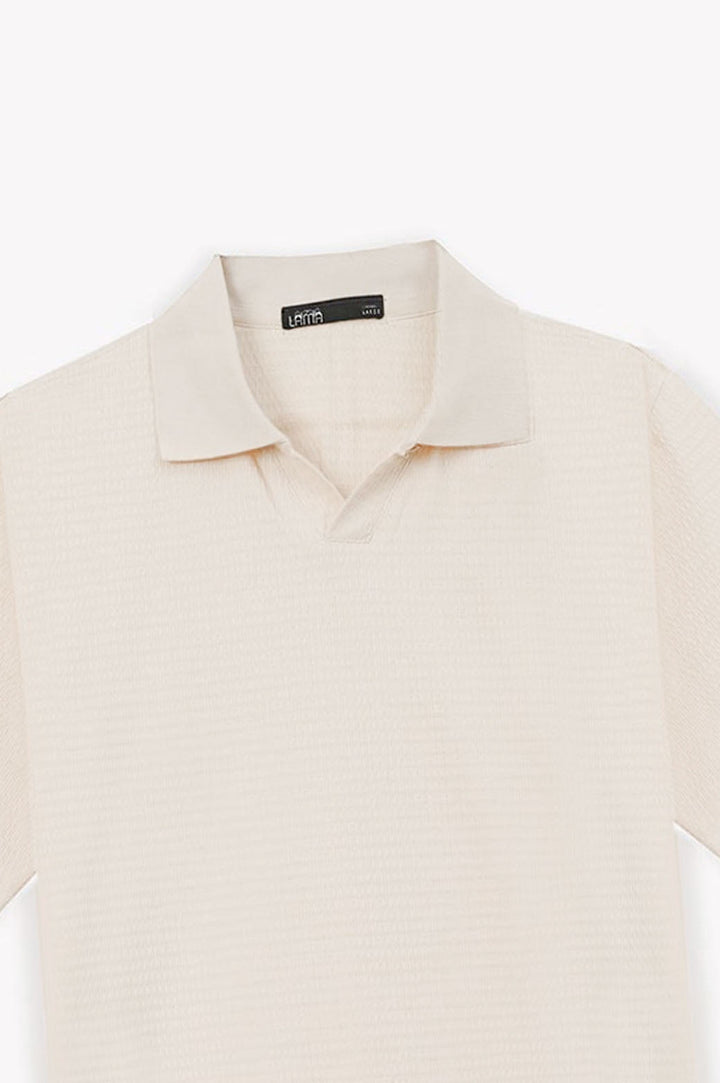 OAT WHITE TENCEL POLO SHIRT