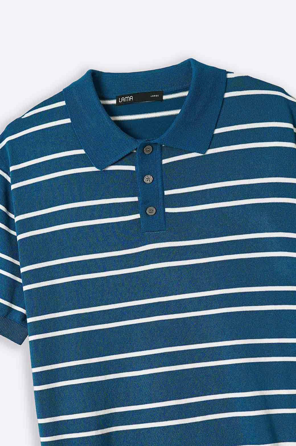 NAVY STRIPED POLO SHIRT