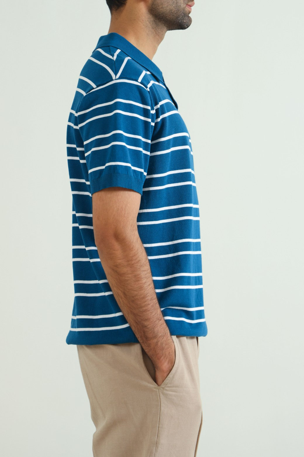 NAVY STRIPED POLO SHIRT