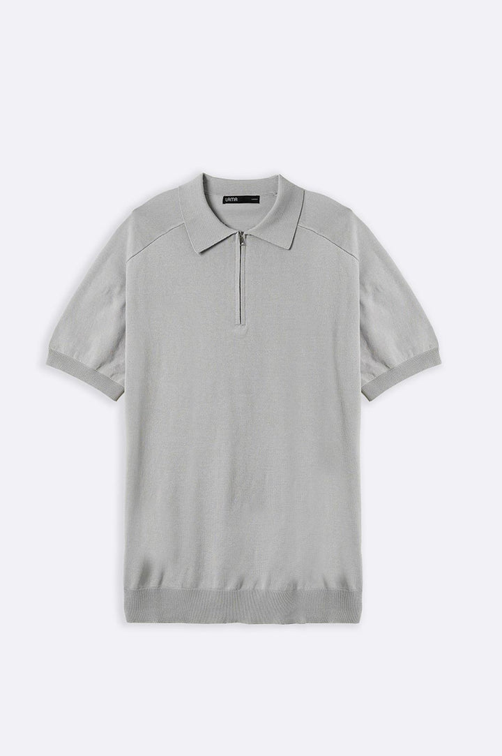GREY KNIT POLO SHIRT