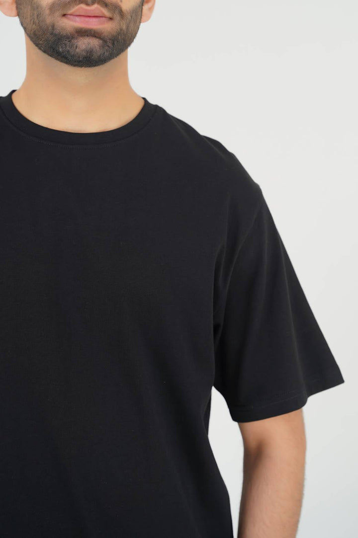 BLACK ALL- COTTON T-SHIRT