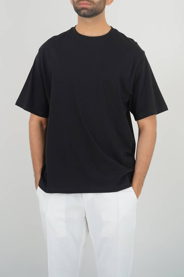BLACK ALL- COTTON T-SHIRT