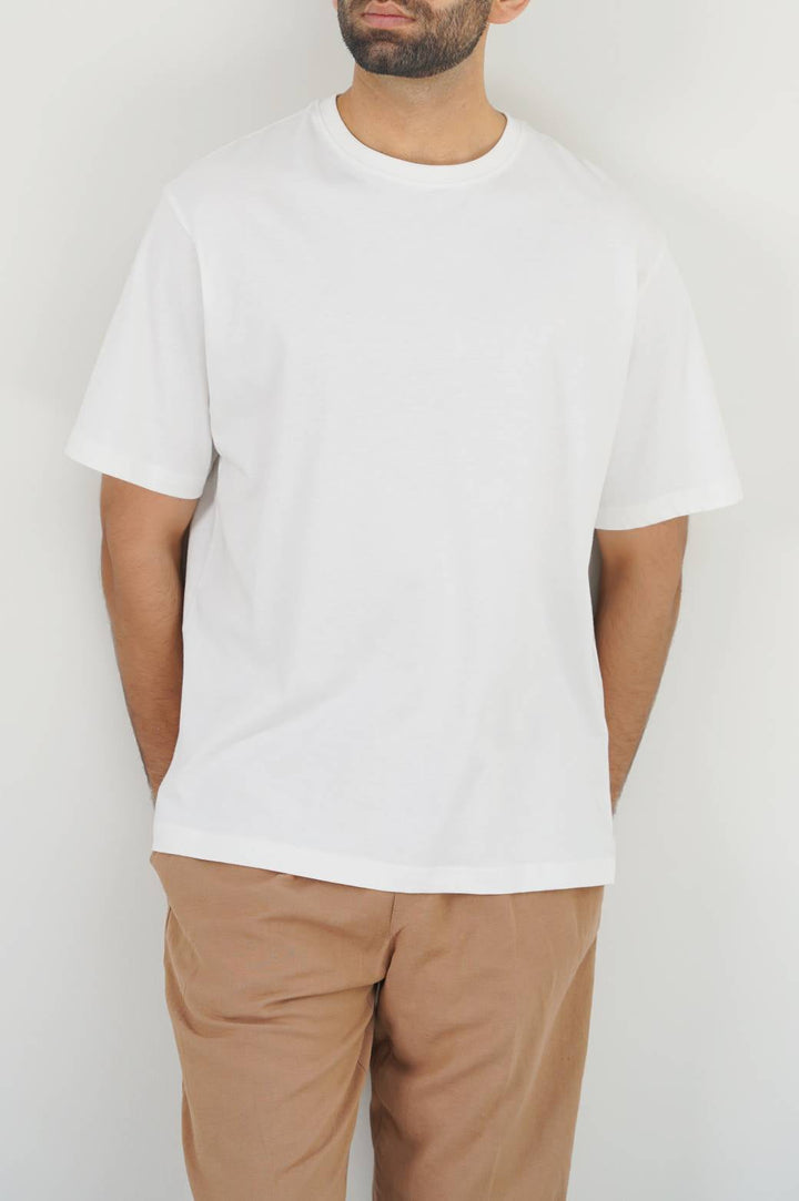 WHITE ALL- COTTON T-SHIRT
