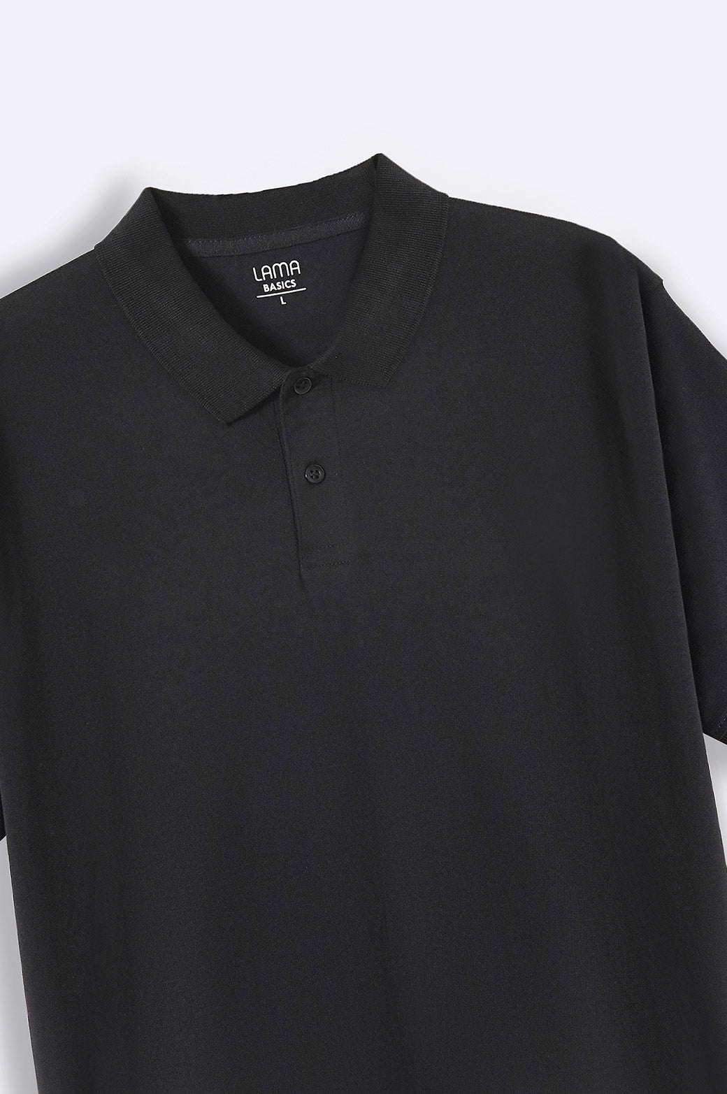 BLACK KNITTED COTTON POLO
