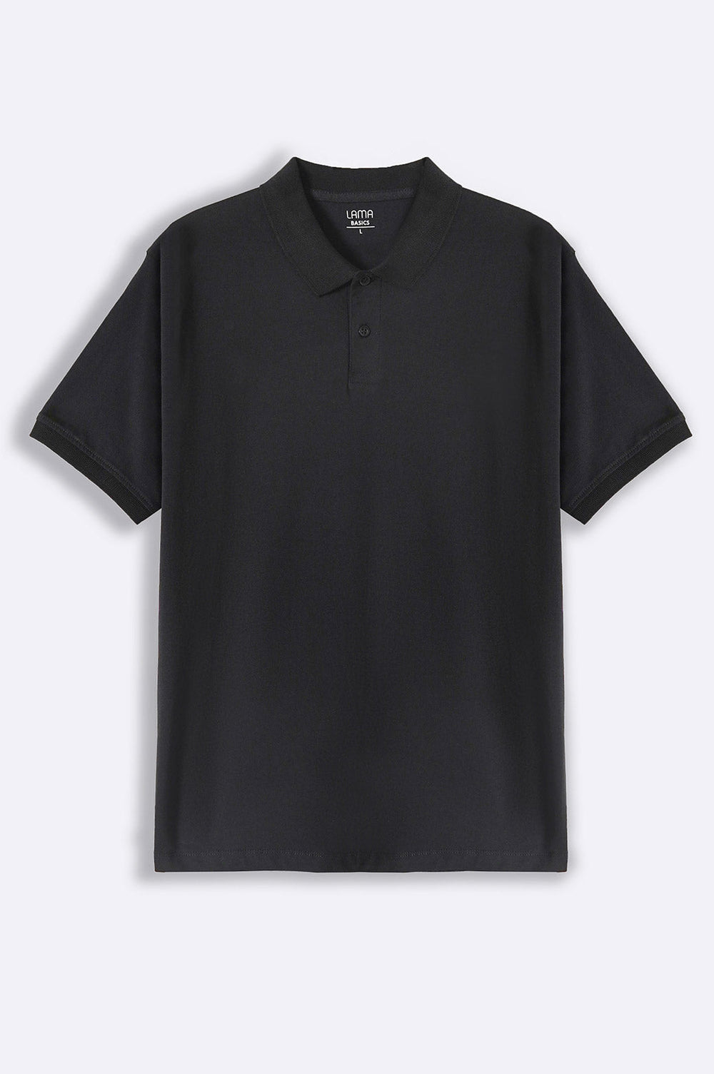 BLACK KNITTED COTTON POLO