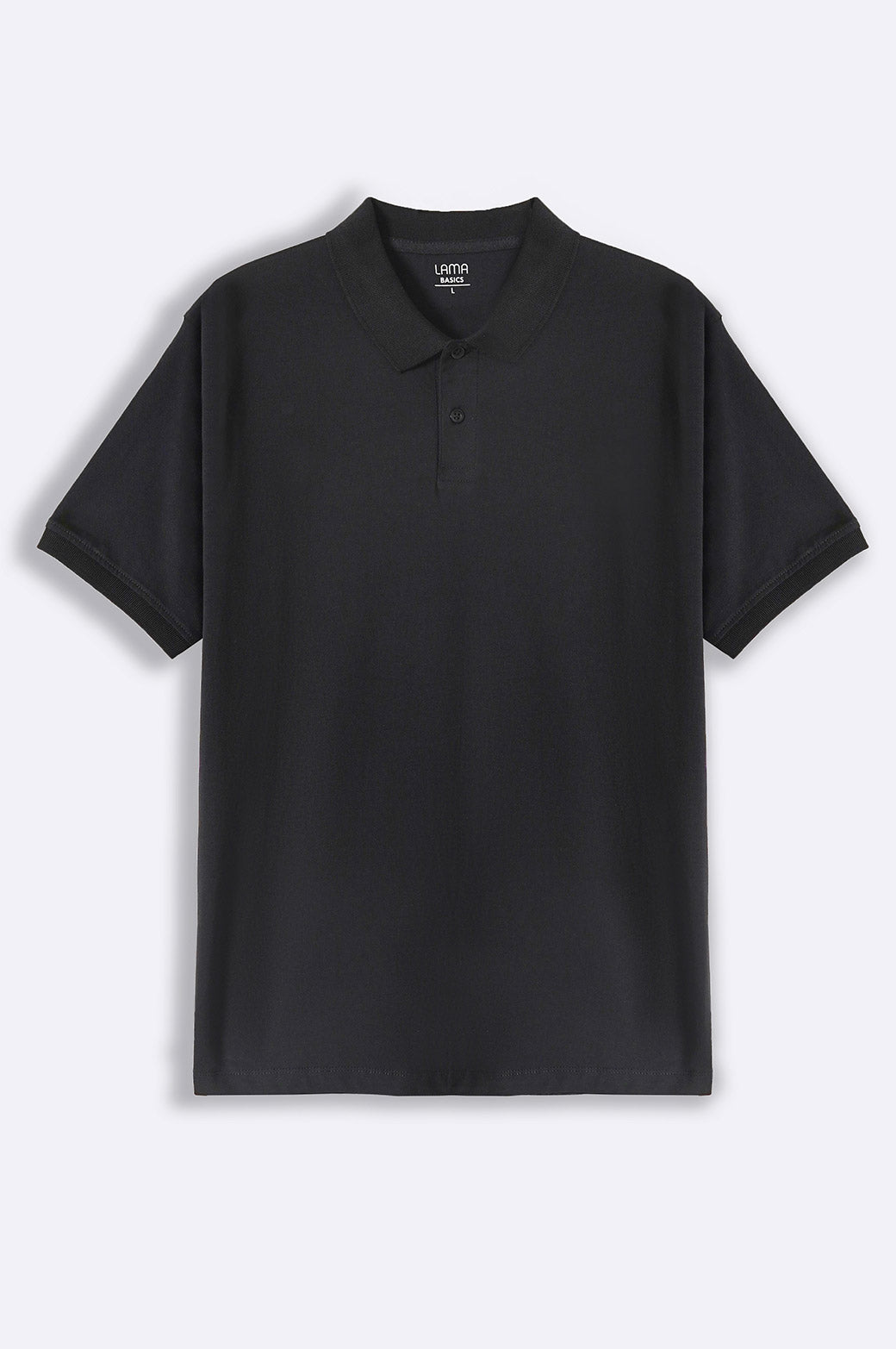 BLACK KNITTED COTTON POLO