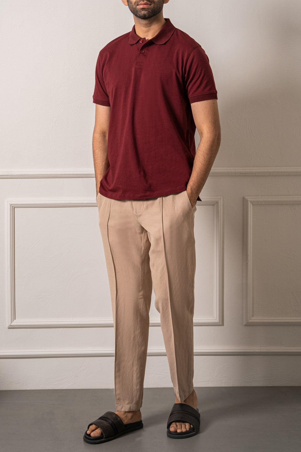 BURGUNDY KNITTED POLO