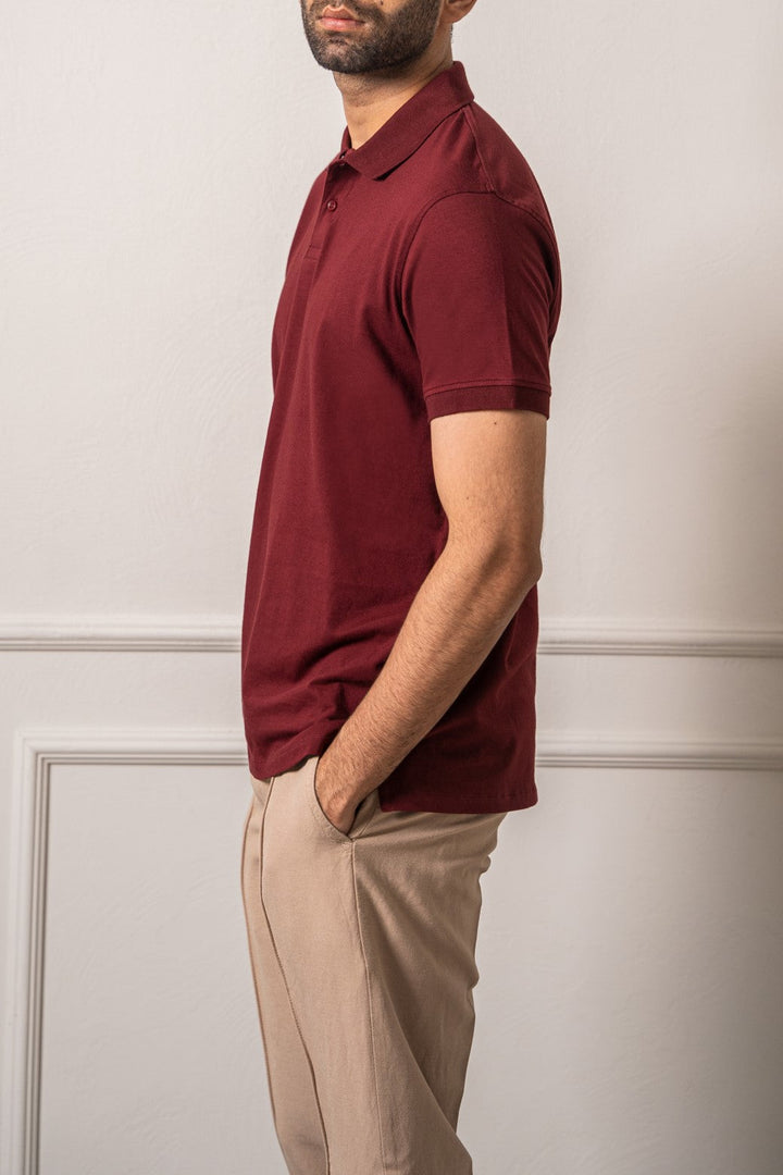 BURGUNDY KNITTED POLO