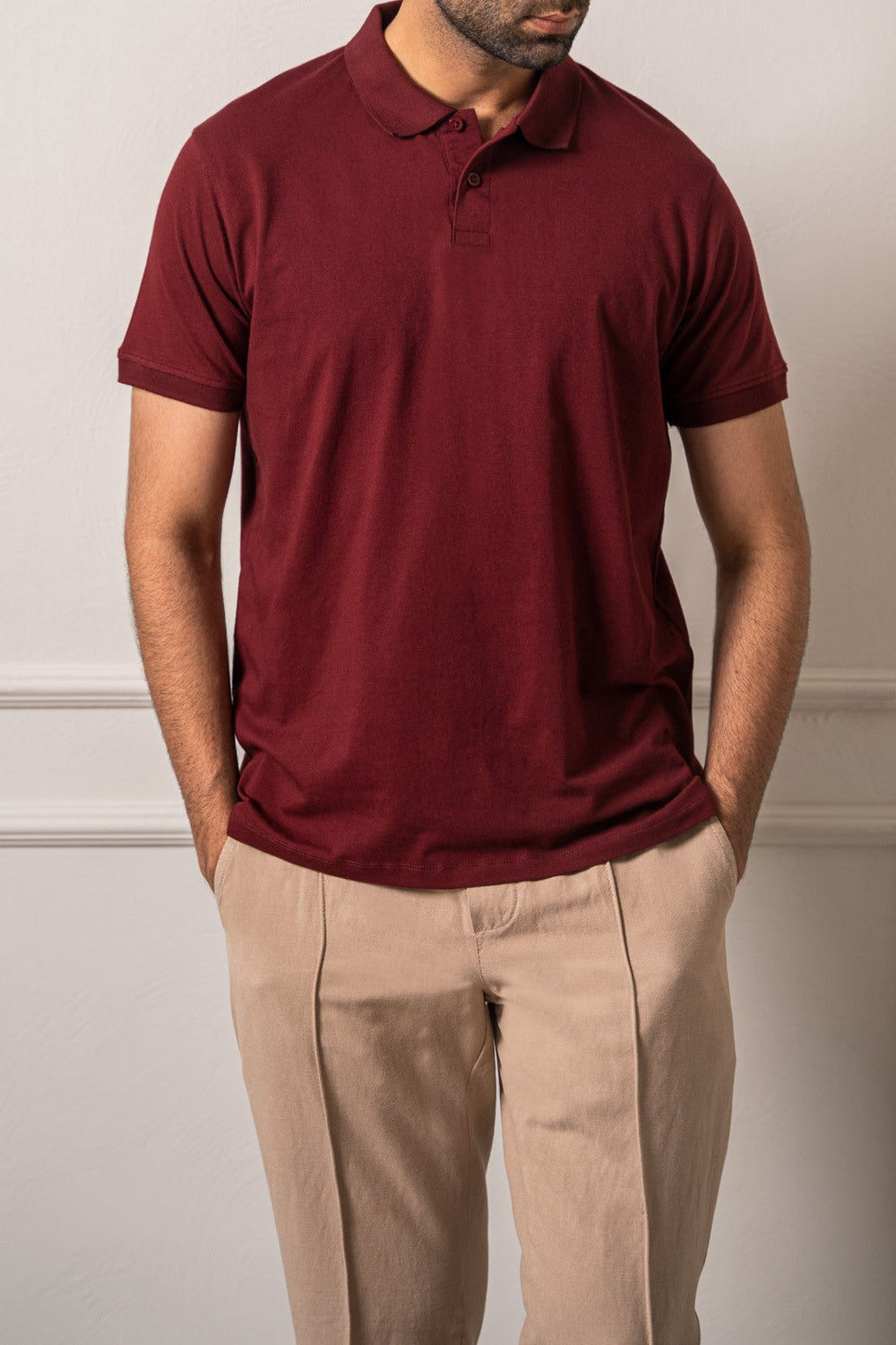 BURGUNDY KNITTED POLO