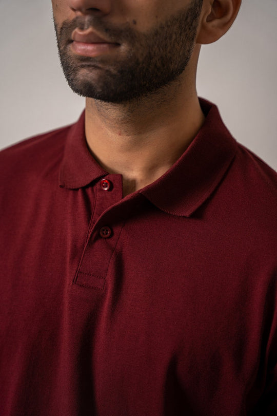 BURGUNDY KNITTED POLO