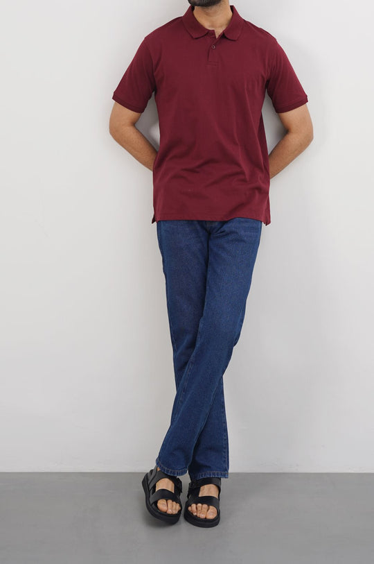 BURGUNDY BASIC COTTON POLO