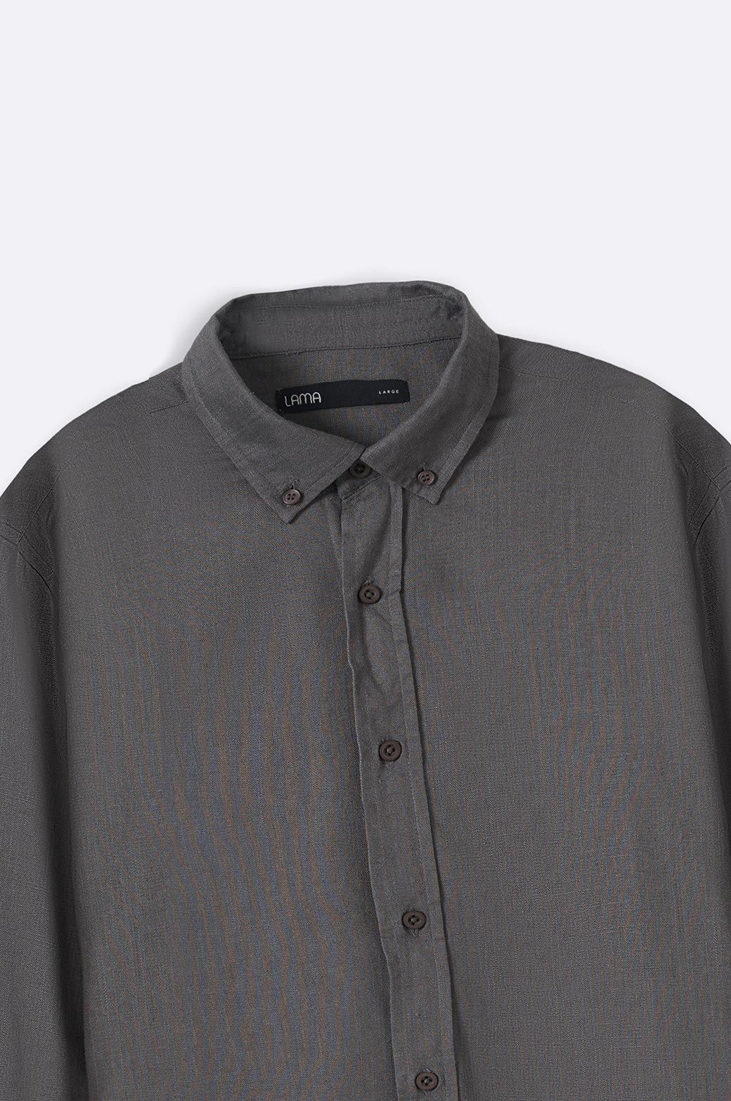DARK GREY LINEN SLUB COLLAR SHIRT