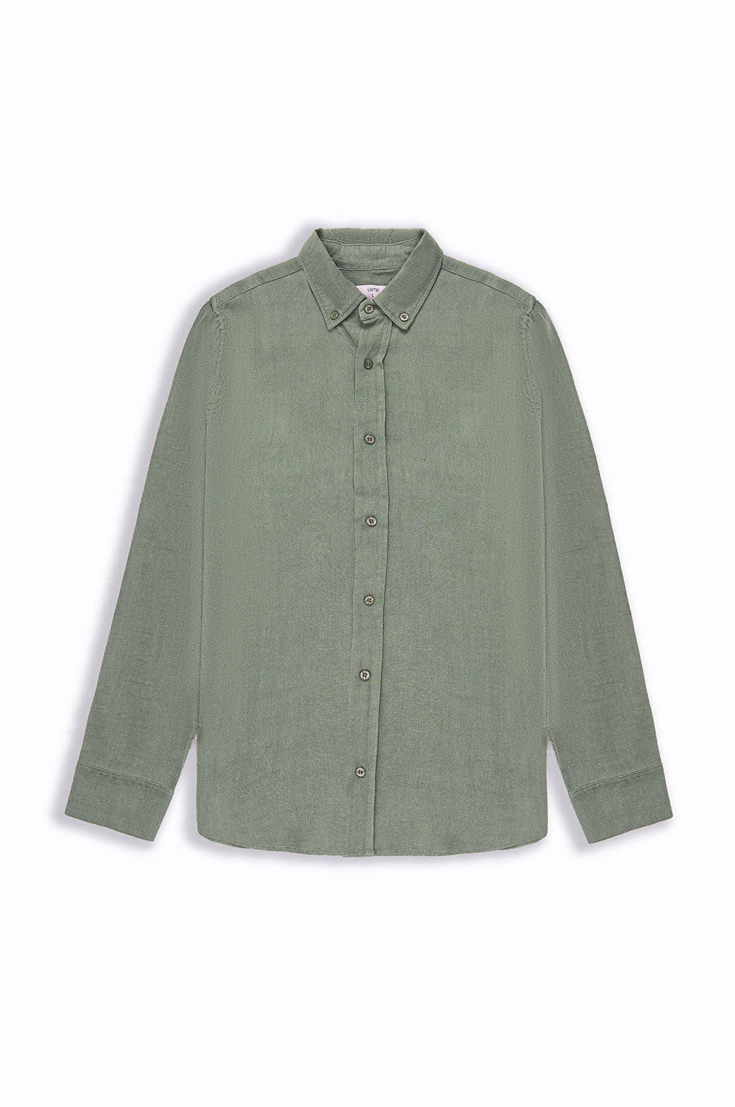 GREEN LINEN SLUB COLLAR SHIRT