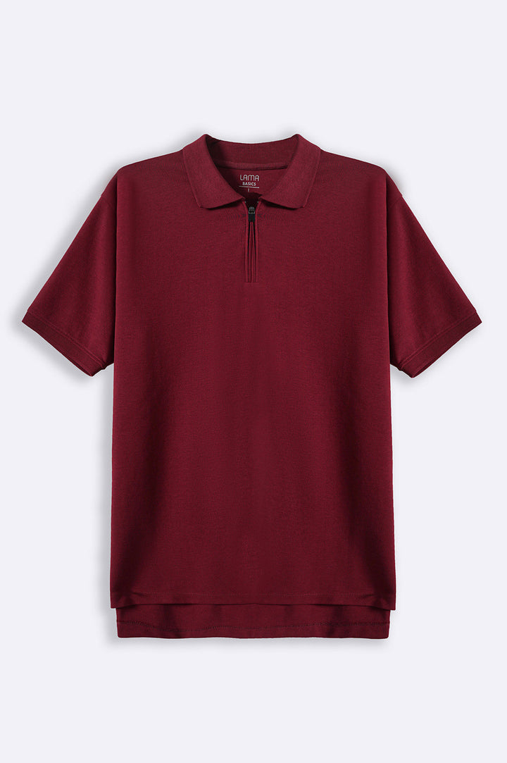 MAROON QUARTER ZIP POLO