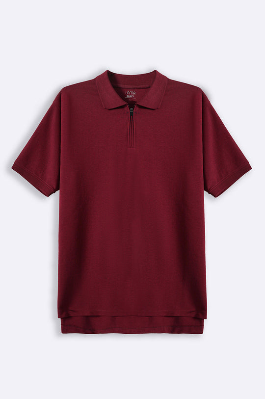 MAROON QUARTER ZIP POLO