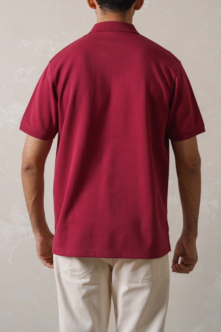 MAROON QUARTER ZIP POLO