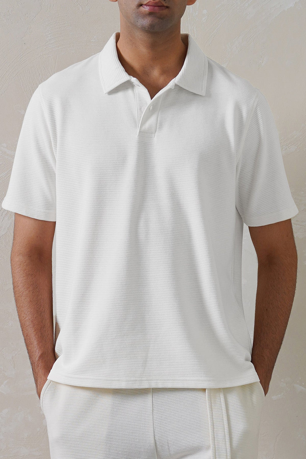 WHITE JACQUARD POLO