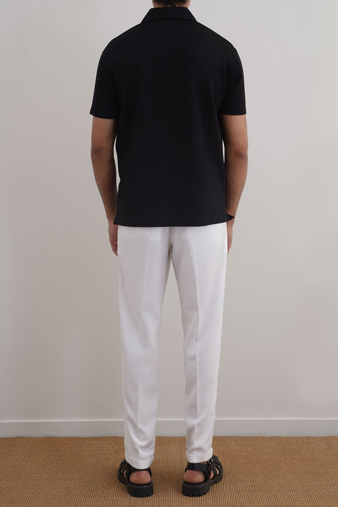 WHITE TURN-UP PANTS