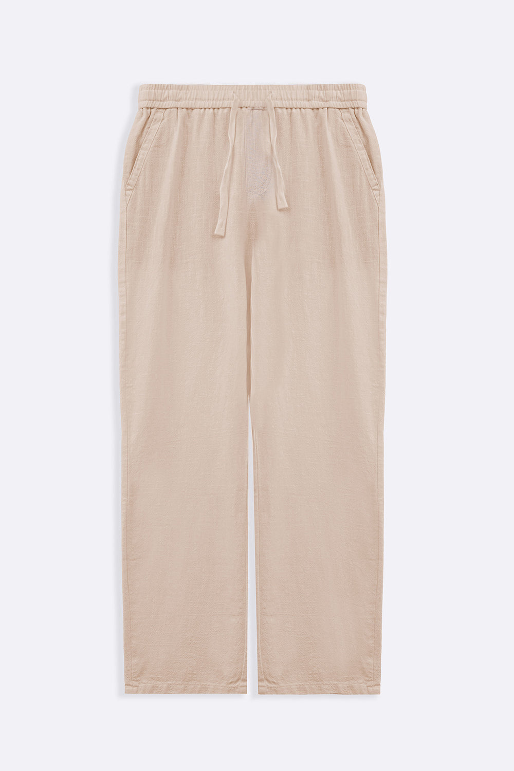 ECRU TEXTURED COTTON TROUSERS