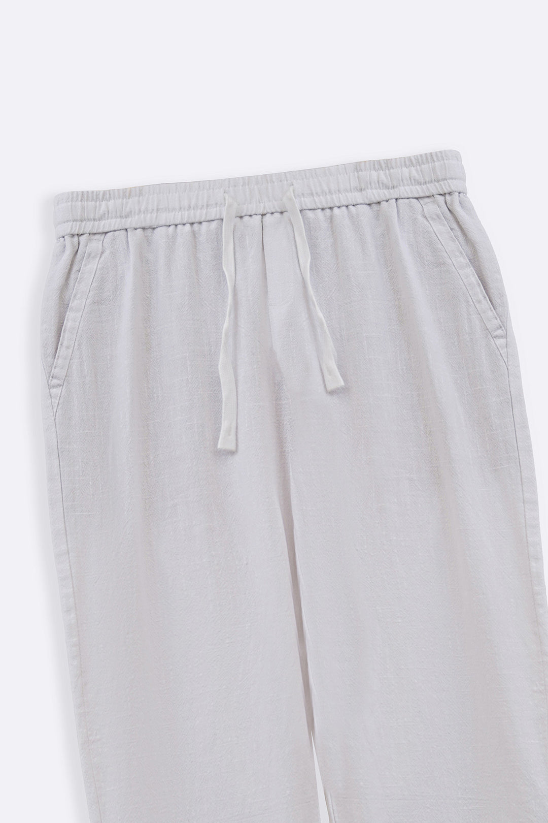 WHITE TEXTURED COTTON TROUSERS