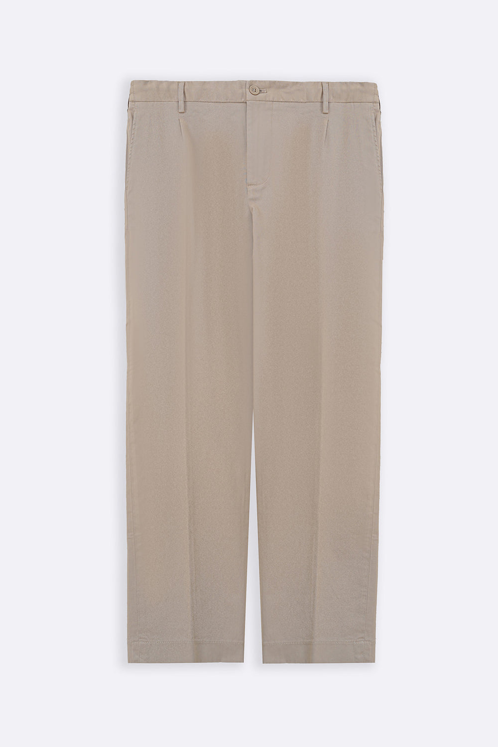 BEIGE PLEATED COTTON TROUSERS