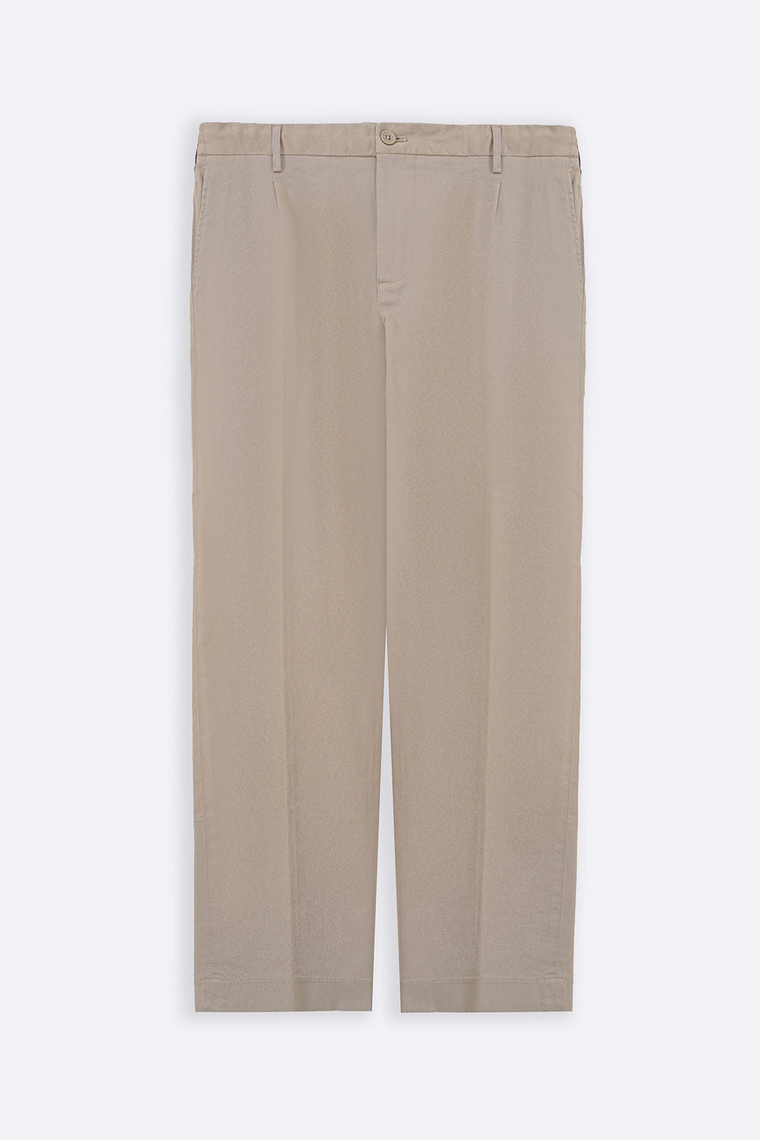 BEIGE PLEATED COTTON TROUSERS