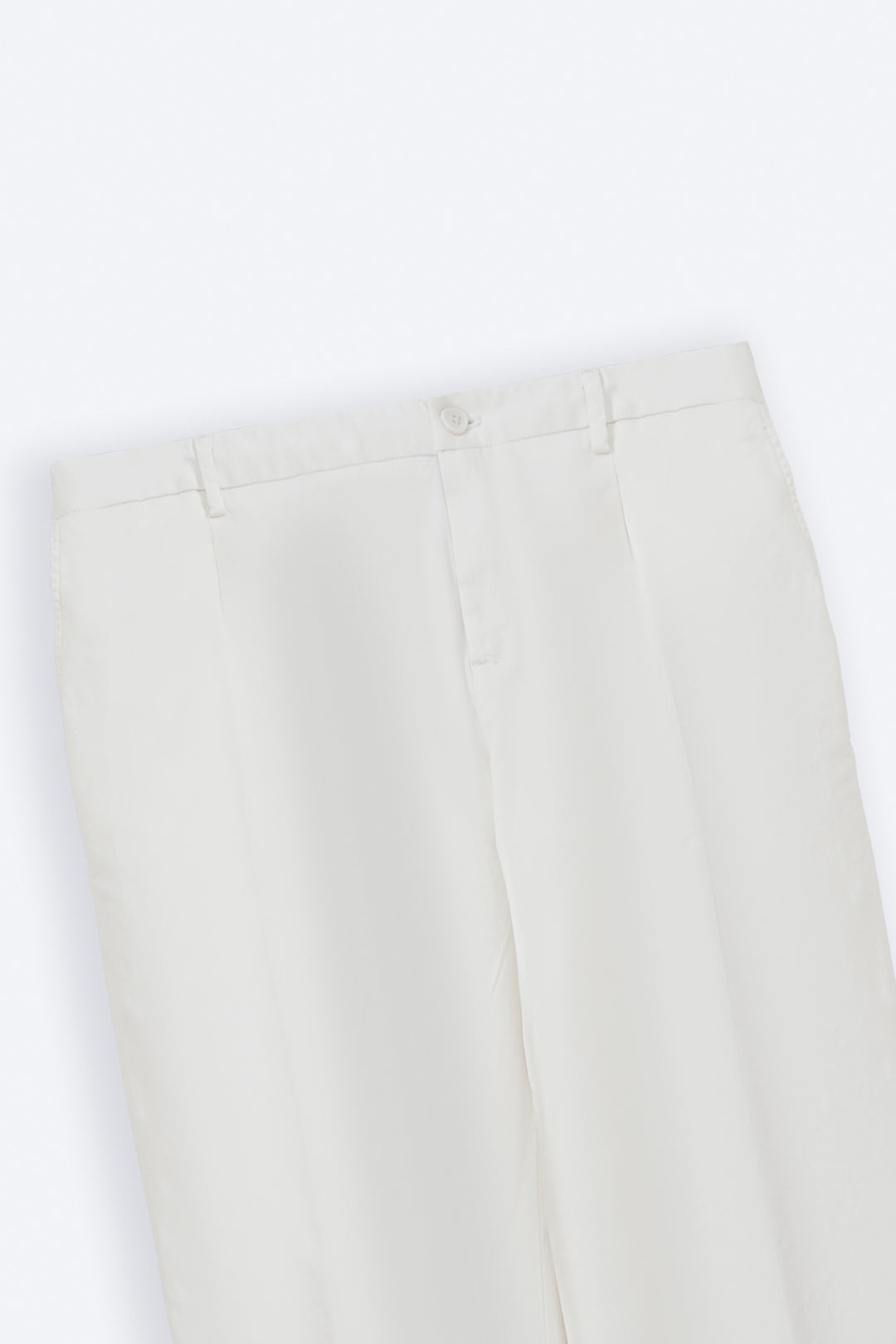 OFF WHITE PLEATED COTTON TROUSERS