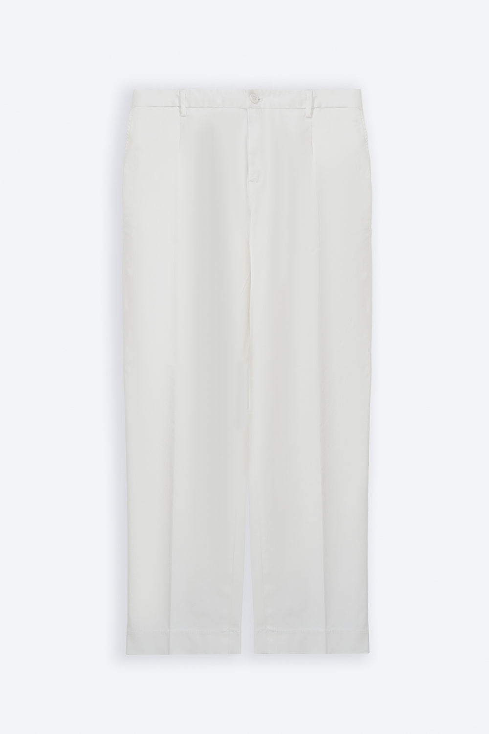 OFF WHITE PLEATED COTTON TROUSERS