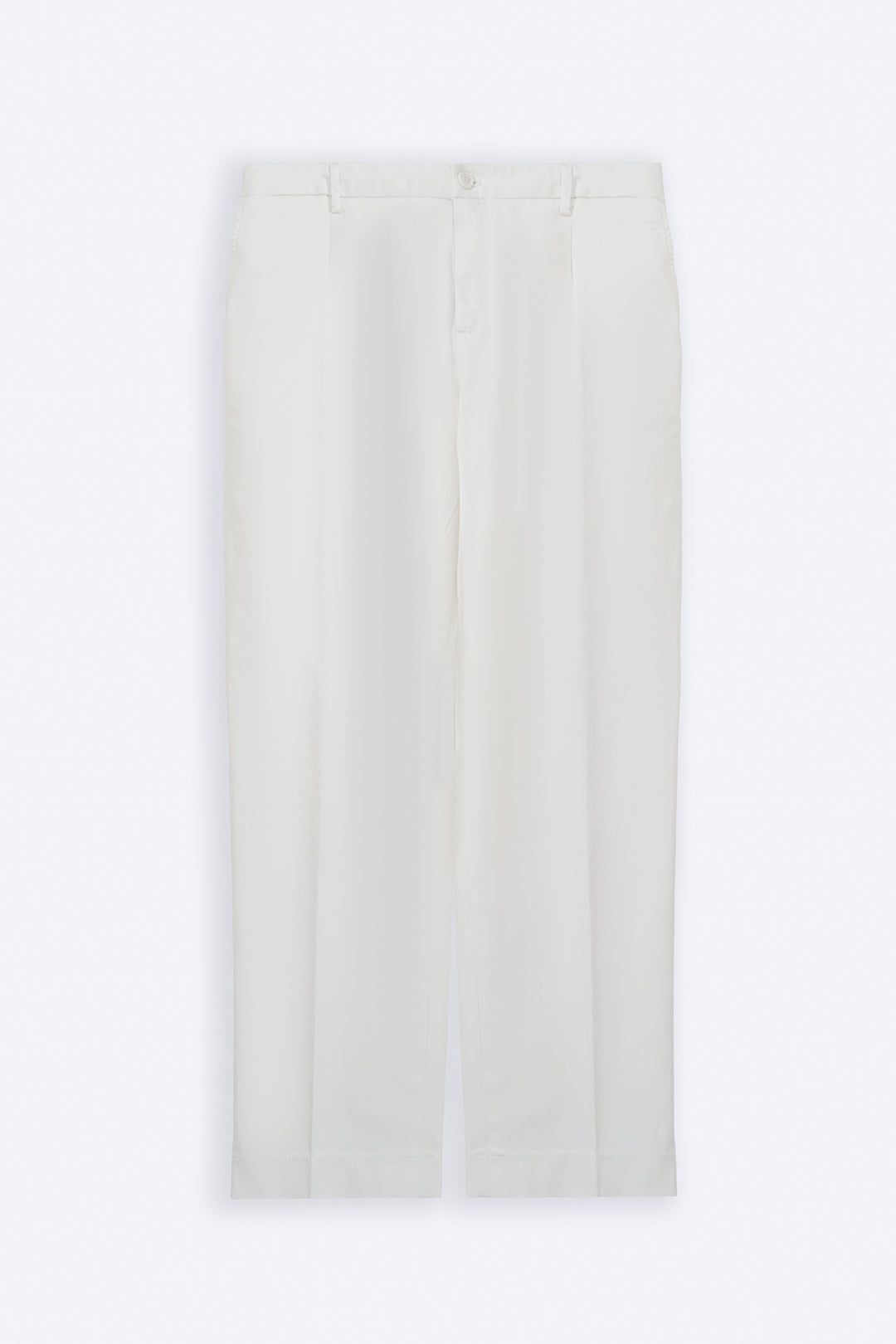 OFF WHITE PLEATED COTTON TROUSERS