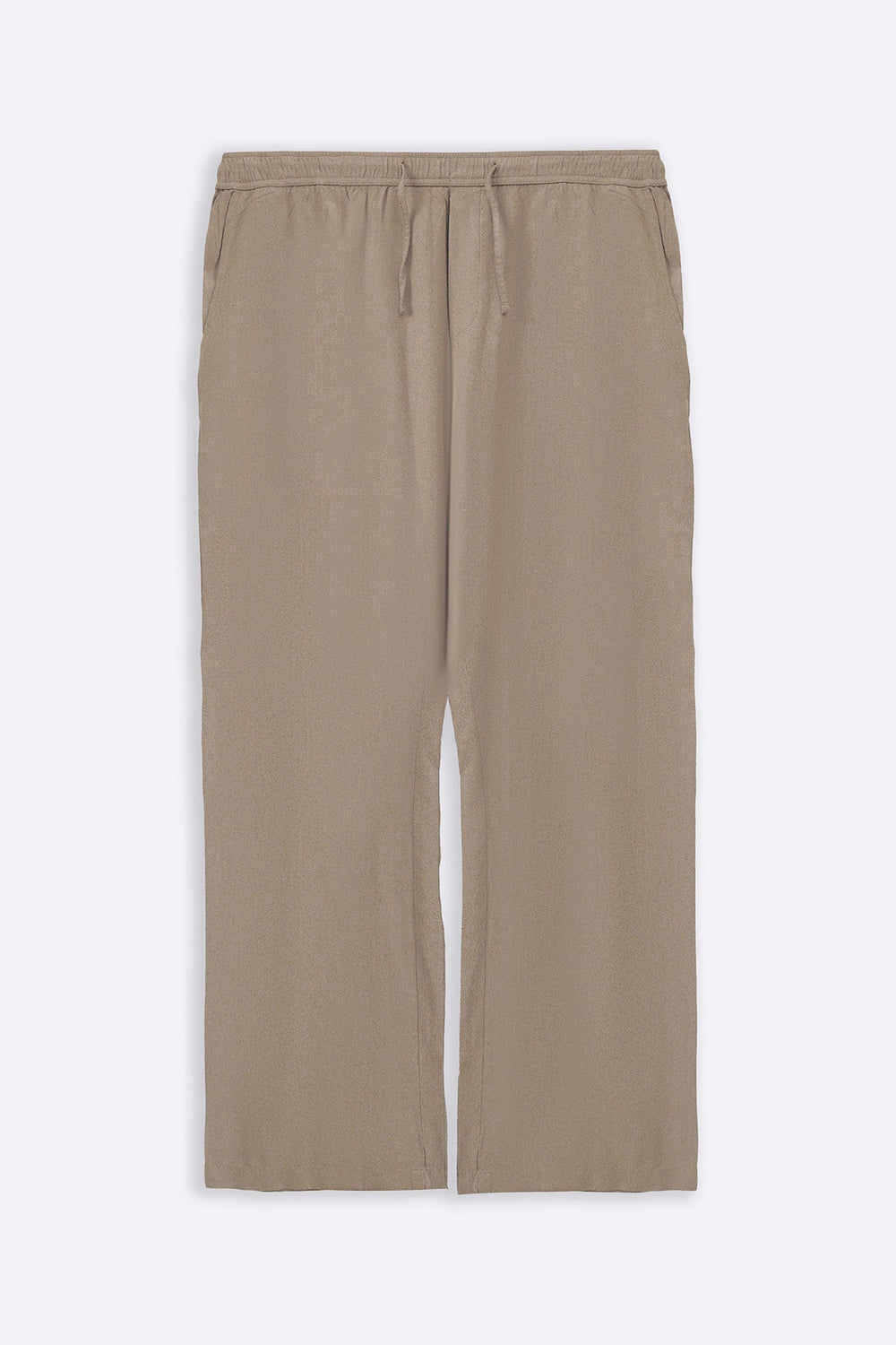 BEIGE LINEN BLEND RELAXED TROUSERS