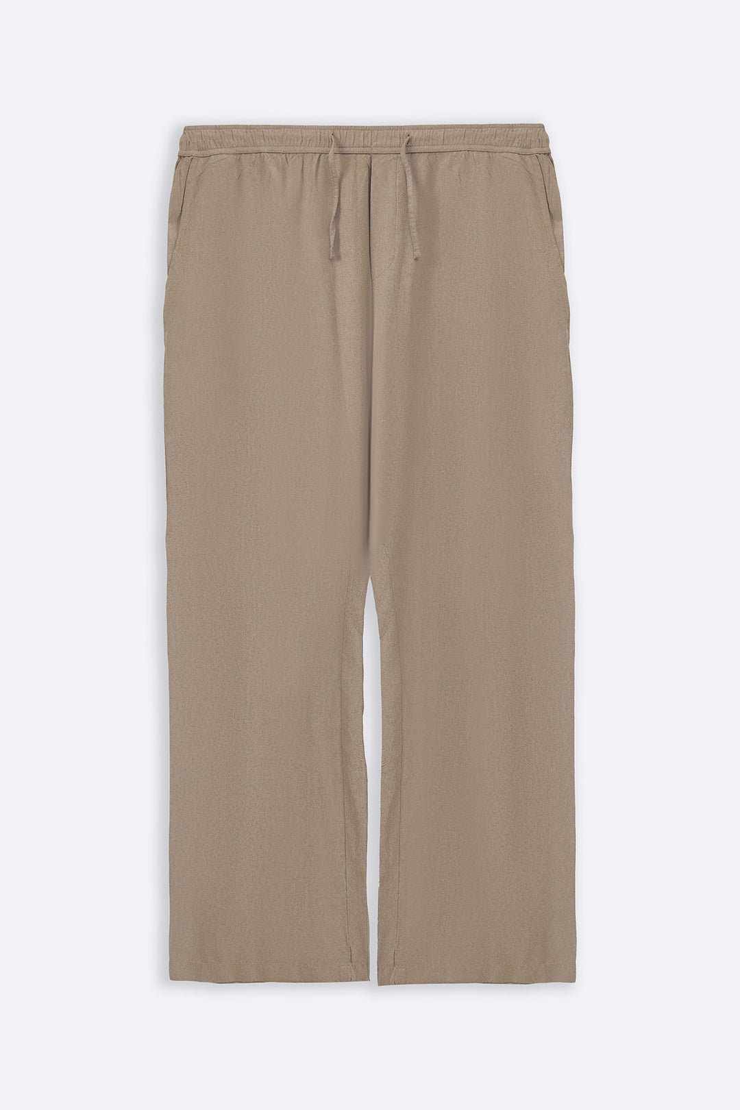 BEIGE LINEN BLEND RELAXED TROUSERS