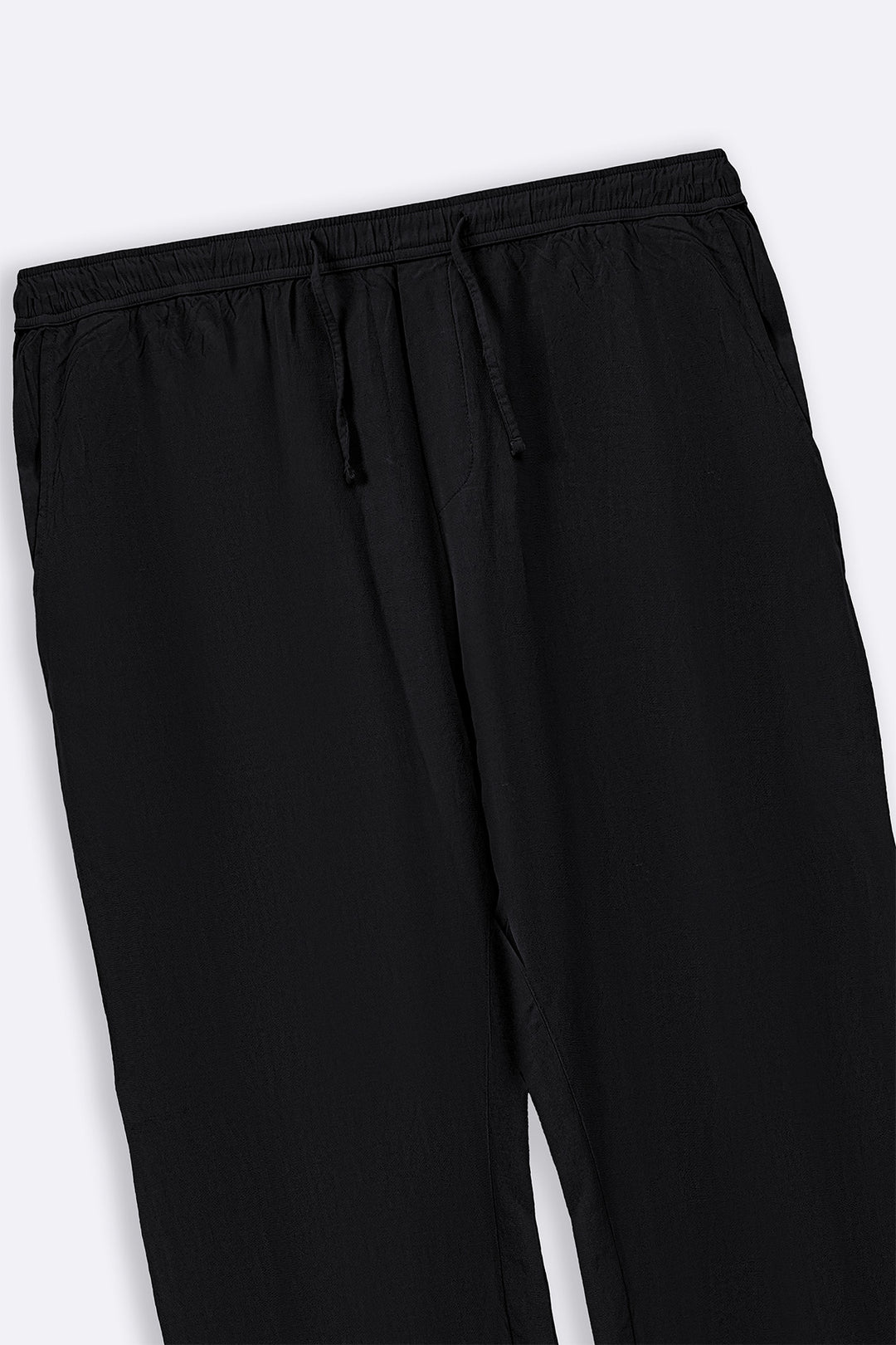 BLACK LINEN BLEND RELAXED TROUSERS