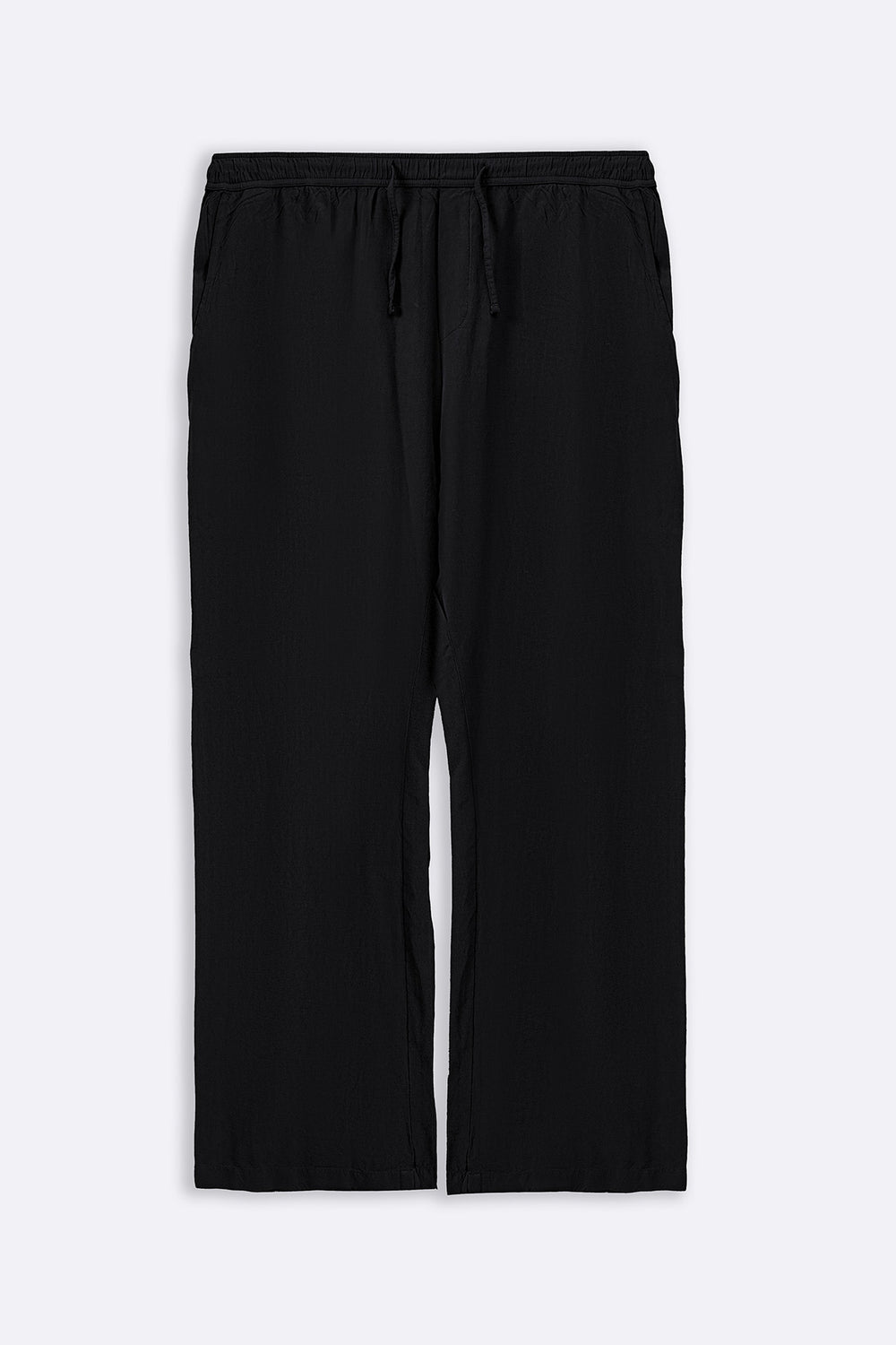 BLACK LINEN BLEND RELAXED TROUSERS