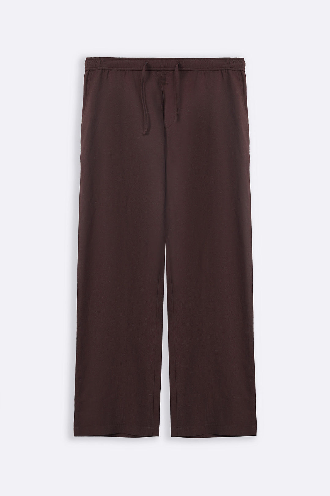 COFFEE LINEN BLEND RELAXED TROUSERS
