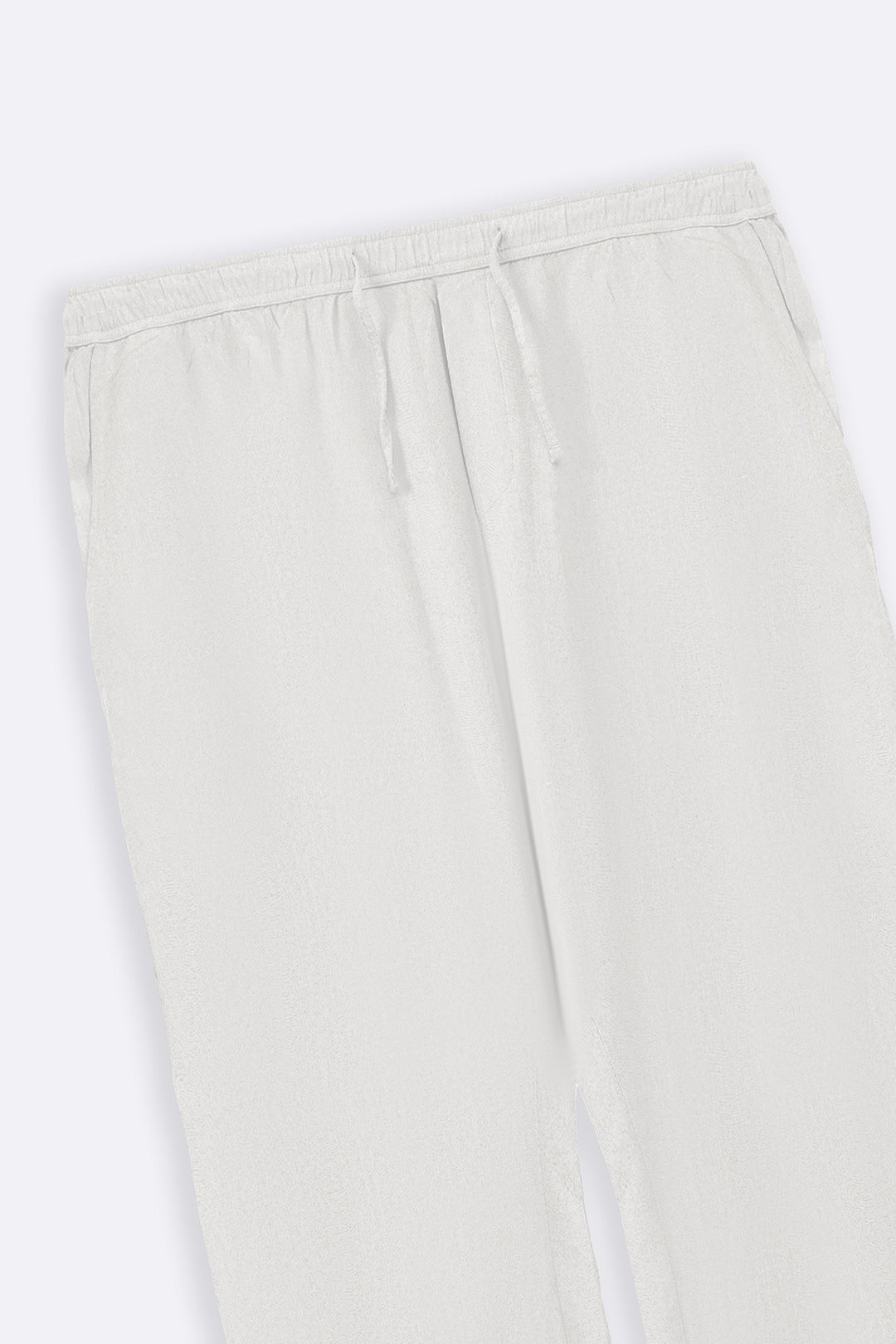 WHITE LINEN BLEND RELAXED TROUSERS