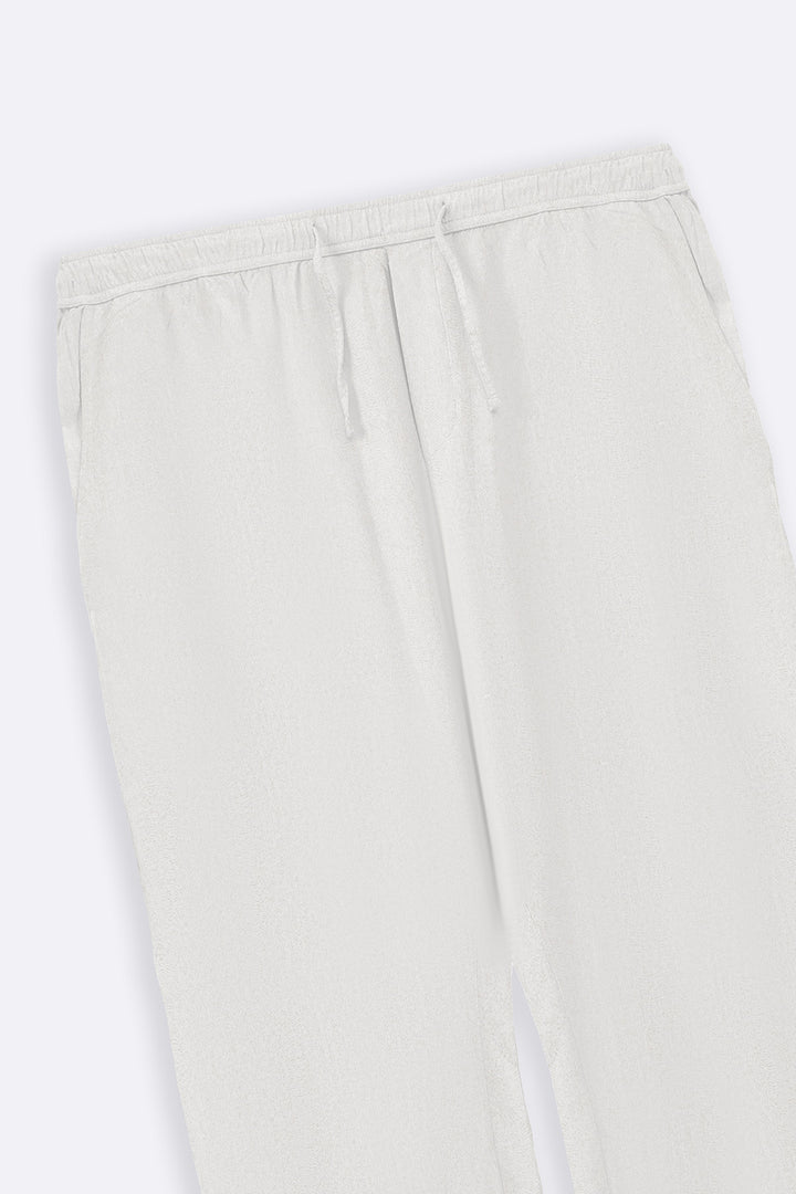 WHITE LINEN BLEND RELAXED TROUSERS