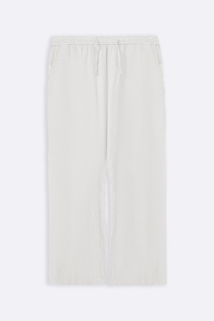 WHITE LINEN BLEND RELAXED TROUSERS